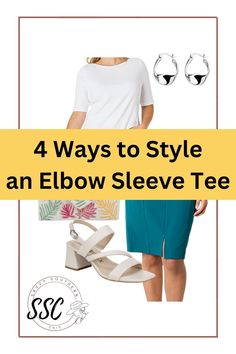 An elbow sleeve tee is the perfect option for those who want to cover skinny upper arms or fat upper arms in the summer. And it's great piece to dress up or down. Check out four ways to style an elbow sleeve tee. Pencil skirt outfit, sporty outfits Pencil Skirt Outfit, Outfit Sporty, Pencil Skirt Outfits, Upper Arms, Skirt Outfit, Elbow Sleeve