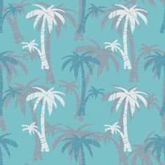 a blue and white palm tree wallpaper