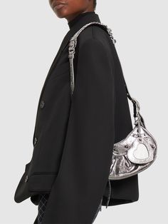 Find BALENCIAGA Xs Le Cagole Leather Shoulder Bag on Editorialist. Height: 16cm Width: 25.9cm Depth: 6.8cm. Minimum strap length: 22cm. Maximum strap length: 51cm. Strap drop: 45cm. Adjustable strap. Top zip closure. Silver-colored metal hardware. Includes detachable mirror and zip pouch Yellow Balenciaga, Neon Bag, Balenciaga Women, Silver Bags, Metal Clothing, Zip Pouch, Leather Tassel, Swim Accessories, Shearling Jacket