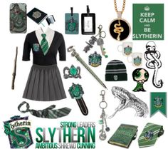 Slytherin Polyvore Slytherin Merch, Hogwarts Houses Outfits, Slytherin Costume, Hogwarts Uniform