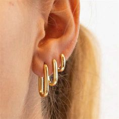 New Gold Color Square Hoop Earrings Women Men Stainless Steel Huggie Minimalist Punk Unisex Rock Shein Accessories, Square Hoop Earrings, Rock Jewelry, Alloy Earrings, Metal Stars, Hoop Earring Sets, Estilo Punk, Earrings Women, Trendy Earrings