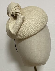 When you buy a Fascinator made from Toquilla Straw, you don't just buy a Fascinator, you buy a piece of art. This genuine Panama hat is woven in Ecuador by Ecuadorian Artisans. Colour & Dimensions: ---------------------- Classic Button shape Color Natural Diameter: 27 cm Design: Carole  Shape: Blocked using the Large wooden block high quality straw Elastic band inside  It is made from 100% toquilla straw, the same fiber used to make the very famous Panama Hat.   Be aware this hat is made from na Summer Straw Hat With Structured Crown And Woven Detail, Straw Hat With Structured Crown For Spring, Traditional Natural Straw Hat For Spring, Elegant Hat With Structured Crown In Natural Color, Woven Straw Hats With Structured Crown, Woven Straw Hat With Structured Crown, Adjustable Straw Hat With Structured Crown For Spring, Elegant Natural Hat With Structured Crown, Spring Natural Hat With Structured Crown