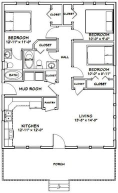 the floor plan for a two bedroom apartment with an attached kitchen and living room area