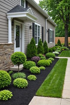 a house with landscaping in the front yard