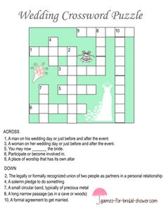 the wedding crossword puzzle is shown