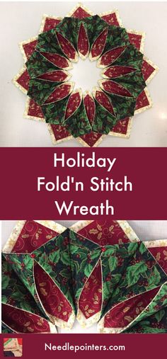 the holiday fold'n stitch wreath pattern is shown