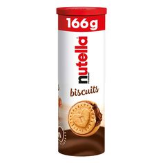 a tube of chocolate biscuits on a white background