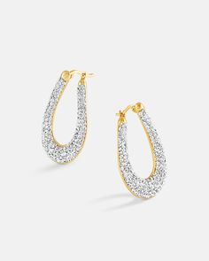 This is the product picture of elegant hoop earrings with micro pavé crystals plated in gold in sterling silver material Hoop Earring Set, Bamboo Hoop Earrings, Elegant Sophisticated, Hoop Earring Sets, Earring Sale, Shop Earrings, Post Earrings, Earring Set, Jewelry Pieces