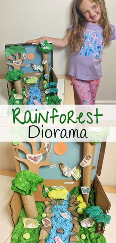 Diy Rainforest Diorama, Rain Forest Diorama For Kids, Rainforest Layers Project, Rain Forest Habitat Project For Kids, Rainforest Diarama Ideas Kids, Amazon Rainforest Diorama, Rainforest Habitat Diorama, Rainforest Projects For Kids, Rainforest Diorama Ideas