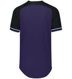 a purple and black baseball jersey on a white background