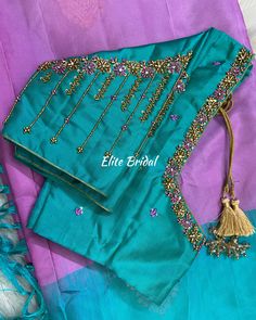 Customised Beautiful bead & Thread Work Blouse 💜✨ Modern Aari Work Blouse, New Model Computer Work Designs, Sleeves Work Design For Blouse, Thread Work Aari Blouse Design, Thread Maggam Work Blouses, Hand Work Embroidery Blouse, Aari Thread Work Blouse Designs, Aari Blouse Designs Latest, Thread Work Blouse Designs Embroidery