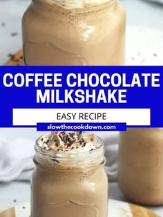 coffee chocolate milkshake recipe in a mason jar