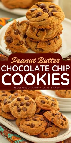 These Peanut Butter Chocolate Chip Cookies combine the rich, nutty flavor of peanut butter with the sweet, chocolatey goodness of chocolate chips. The result is a homemade chocolate chip cookie that’s both salty and sweet. Best Peanut Butter Chocolate Chip Cookies, Easy Peanut Butter Chocolate Chip Cookies, Peanutbutter Choco Chip Cookies, Crispy Peanut Butter Chocolate Chip Cookies, Crunchy Peanut Butter Chocolate Chip Cookies, Best Peanut Butter Chocolate Chip Cookie, Chocolate And Peanut Butter Cookies, Peanut Butter Cookies With Choc Chips, Peanutbutter Chocolate Chip Cookies