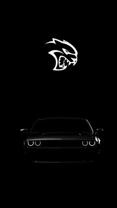 a car is shown in the dark with an eagle on it