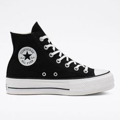 Brand New Black Platform Converse, Never Been Worn. Gift Received On Christmas, Asked For White And Got Black Instead. Canvas Platform Chuck Taylor All Star, Converse Haute, Black Platform Converse, Platform Chucks, Converse Outfits, Womens High Top Shoes, Converse Platform, Chuck Taylor All Star Lift, Dr Shoes