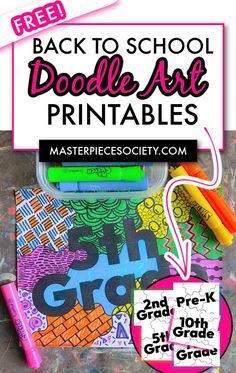 back to school doodle art printables with text overlay reading back to school doodle art printables