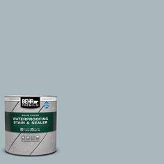 a can of behrc waterproofing stain and sealer on a white background