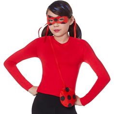 Kids Miraculous Ladybug Costume Kit Red Hair Band, Miraculous Ladybug Costume, Black Ladybug, Ladybug Costume, Cartoon Character Costume, Mask Hair, Halloween Tableware, Theatre Costumes, Halloween Items