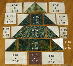 a quilted christmas tree is shown with numbers on the bottom and one in the middle