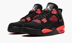 the air jordan 4 is in black and red