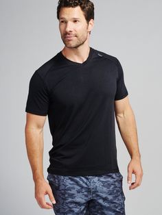 Carrollton V - tasc Performance (Black) Black V-neck T-shirt For Athleisure, Black V-neck T-shirt In Athleisure Style, Moisture-wicking V-neck Athleisure T-shirt, Moisture-wicking V-neck T-shirt For Athleisure, Sporty V-neck Moisture-wicking T-shirt, Black Moisture-wicking V-neck T-shirt, Black V-neck T-shirt With Moisture-wicking, Black V-neck Moisture-wicking T-shirt, Good Style