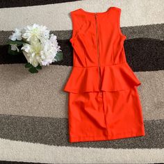 Nwot. Ships Today! The Deets. This Orange Peplum Dress Is That Bright Addition Your Closet Needs. Features Thick Straps And Sturdy Stitching Along Seams And Zipper. All Orders Ship Same Day! Summer Peplum Dress For Work, Fitted Lined Dress From H&m, Fitted Ruffled H&m Dress, Fitted Lined Dress By H&m, H&m Fitted Mini Dress With Ruffles, H&m Fitted Lined Dress, Summer Workwear Peplum Dress, Summer Peplum Workwear Dress, H&m Fitted Ruffled Mini Dress