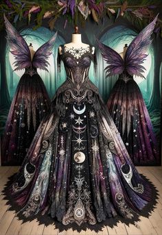 Fairy Gown, Wedding Dresses Ideas, Black Wedding Gowns, Julia Fox, Fairy Dresses, Fantasy Dresses, Dresses Style, Beautiful Costumes, Fantasy Gowns