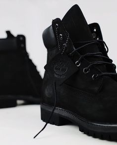 Timberland 6-inch Premium Boot “Black Suede” Timberland Boots Style, Ropa Hip Hop, Timberland Boots Black, Jordan 4 Black, Black Outfit Men, Timberland 6 Inch, Leather Work Boots, Timberland 6