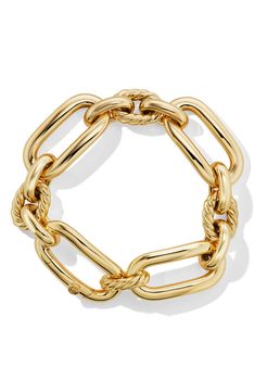 18-karat yellow gold. Bracelet, 16mm. Push clasp. Made in Italy. Chunky Gold Jewelry, Yurman Bracelet, Latest Bracelets, David Yurman Bracelet, 18k Gold Bracelet, Chunky Chain Necklaces, Rose Gold Studs, David Yurman Jewelry, Cartier Jewelry