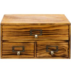 a wooden box with two drawers and handles