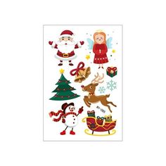 christmas stickers with santa and reindeers