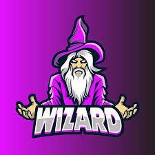 wizard mascot logo with purple background