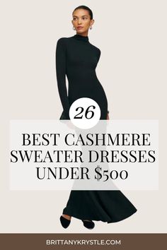 Stay chic, cozy, and comfy in the perfect cold weather outfit for women this fall and winter: the cashmere sweater dress. These are the best affordable cashmere sweater dresses: mini, midi, and long sweater dresses. Includes classy turtleneck, crewneck, mockneck, vneck, and off the shoulder sweater dress styles. --- Outfit ideas for cold weather. Winter outfit ideas. Thanksgiving outfit ideas. Christmas outfit ideas. Best sweater dresses for women. Parisian Chic Style Fall, Outfit Ideas For Cold Weather, Classy Parisian Style, Turtleneck Crewneck, Sweater Dress Boots, Sweater Dresses For Women, Parisian Outfit, Parisian Outfits, Cashmere Sweater Dress