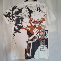 This Is An Officially Licensed Bakugo T Shirt From Funamation My Hero Academia Collection. Brand New Never Worn Crewneck Short Sleeves Tagless 100% Cotton Regular Fit This Tee Is Unisex Sizing I Accept All Reasonable Offers Shipping Same Day Or Next Day Thanks For Looking Happy Shopping! White Anime Print T-shirt For Fans, White Casual Anime Print Top, Casual White Anime Print Top, White Character Print Top With Short Sleeves, White Short Sleeve Top With Character Print, White Anime Print Crew Neck Top, Anime Print White Tops For Streetwear, White Character Print T-shirt For Fans, White Cotton Anime Print Top