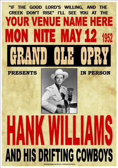 the poster for hank williams's concert