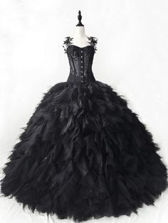 Black Romantic Gothic Lace Tulle Wedding Prom Ball Gown Dress - Devilnight.co.uk Corset And Skirt, Gothic Lace, Ball Gown Dress, Hoop Skirt, Steel Boned Corsets, Prom Ball Gown