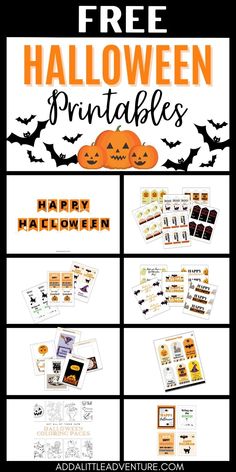 Free Halloween Printables Diy Free Halloween Decorations, Halloween Party Printables Free, Diy Halloween Decorations Printable, Halloween Words Printables, Cute Halloween Printables Free, Halloween Program Ideas, Happy Halloween Printable Free, Halloween Treat Tags Free Printable, Free Printable Halloween Decorations