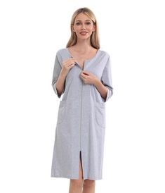 PRICES MAY VARY. 👸 Soft and Lightweight Fabric: Our women's robe is made with high-quality 100% cotton fabric that is incredibly comfortable and lightweight. It won't shrink or lose shape after machine washing.The soft and breathable material provides a luxurious feel against the skin, making it perfect for all-day wear. 👸Elegant Design: Featuring a beautiful three-quarter sleeve and mid-thigh length, our robe combines style and comfort. The zipper design allows for easy on and off, while the Open Front Cotton Robe For Loungewear, Cotton Open Front Robe For Loungewear, Long Sleeve Cotton Robe For Hospital, Bathrobes For Women, Women's Robe, Three Quarter Sleeves, Quarter Sleeve, Cotton Shorts, Lightweight Fabric