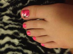 Purple Toe Nails, Pink Toe Nails, Nail Polish Flowers, Neon Pink Nails