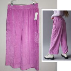 Urban Outfitters Pull On Drape Corduroy Wideleg Pants In An Orchid Purple Pink Color Side Pockets Cargo Pockets Women's Size Xxl See Photos For Approximate Measurements To Ensure Fit. Elastic Waist Flat Across Stretches From About 17"-24". New With Tags "Pull-On Pant From Urban Outfitters Made From A Soft Corduroy With An Elastic Waistband. Cut In A Relaxed, Wide Leg Fit With Pintuck Detailing At The Front And Seamed Yoke At The Back. Complete With Slip Pockets At The Hips And Patch Pockets At T Purple Relaxed Fit Bottoms, Purple Relaxed Fit Full Length Bottoms, Urban Outfitters Pink Casual Bottoms, Casual Pink Bottoms From Urban Outfitters, Casual Pink Bottoms By Urban Outfitters, Purple Full Length Relaxed Fit Bottoms, Purple Corduroy Bottoms With Pockets, Urban Outfitters Bottoms With Pockets For Loungewear, Urban Outfitters Pants With Pockets For Loungewear