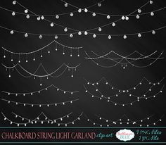 chalkboard string light garland clipart