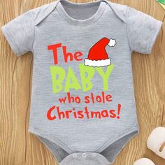 The Baby Who Stole Christmas Funny Onesie ~ 6-9 Months The Baby Who Stole Christmas, Baby Who Stole Christmas, Onesie Cricut, Christmas Baby Onesie, Santa Onesie, Baby Christmas Onesie, Funny Onesie, Newborn Sleeper, Black Onesie