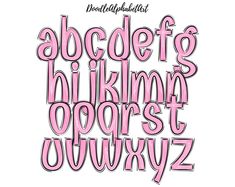 the alphabet is made up of pink letters