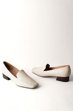 A soft square toe and a dark-stained heel give this loafer a modern upgrade. 40 mm heel Leather upper, lining and sole Responsibly handmade in Peru Runs large; half sizes and narrow widths, order next size down. Whole sizes only. Classic Slip-on Loafers With Sculpted Heel, Square Toe Medium Width Loafers For Office, Square Toe Loafers For Office, Office Loafers With Square Toe And Medium Width, Office Loafers With Medium Width And Square Toe, Square Toe Loafers With Sculpted Heel For Work, Classic Loafers With Sculpted Heel For Work, Business Loafers With Stacked Heel And Square Toe, Classic Office Loafers With Sculpted Heel