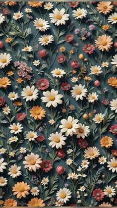 an image of a wallpaper with flowers on it