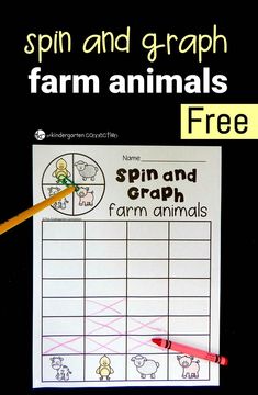 spin and graph farm animals free printable worksheet