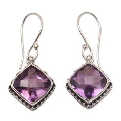 Named Pura the Indonesian word for temple these dangle earrings from Bali feature six carats of gleaming purple amethyst stones framed with intricate sterling silver. Working with local artisans Komang Wijayana presents the earrings. Classic Amethyst Drop Earrings, Classic Amethyst Drop Earrings Jewelry, Traditional Purple Jewelry For Formal Occasions, Faceted Purple Earrings, Traditional Purple Gemstone Jewelry, Traditional Purple Drop Earrings, Classic Purple Gemstone Earrings, Traditional Purple Teardrop Jewelry, Traditional Purple Dangle Earrings