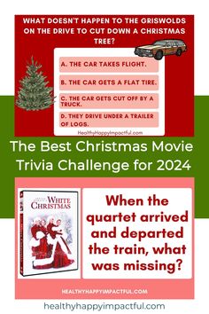 The Best Christmas Movie Trivia Challenge for 2024. Top question: What doesn't happen to the Griswolds on the drive to cut down a Christmas tree? Second question: When the quartet arrived and departed the train, what was missing? Movie Trivia Questions And Answers, Famous Christmas Movies, Movies With Friends, Wonderful Life Movie, Christmas Movie Trivia