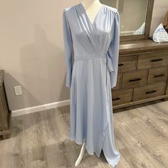 Brand New With Tags Bcbgmaxazria Maxi Dress. In This Baby Blue Color In A Satin Material. Size Small But Can Fit Smaller Or Bigger Due To The Fact You Can Tie It With Your Liking! Paid $100+ For It! Baby Blue Color, Baby Blue Colour, Bcbgmaxazria Dresses, Satin Material, Baby Blue, Colorful Dresses, Blue Color, Maxi Dress, Satin