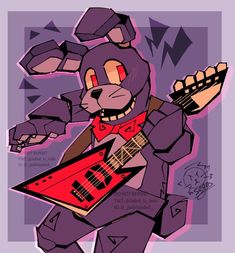 an animal with a guitar in its hand and some rocks on it's back